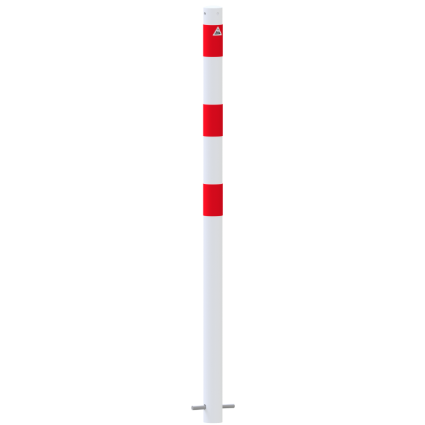 Barrier posts | Steel tube  60 x 2.5 mm | stationary | for casting in concrete | hot-dip galvanized and white coated withthree red reflecting stripes | without eyelet
